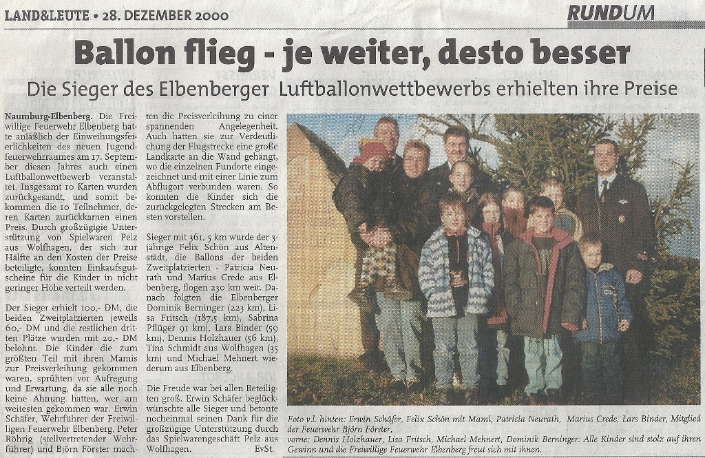 2000 12 28 Bericht über Ballonflugwettbewerb