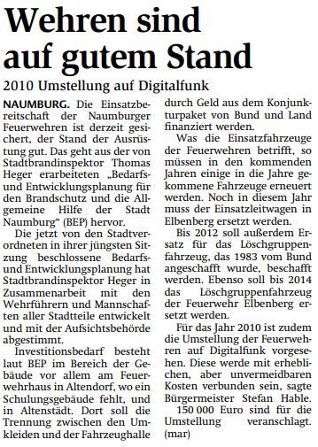 2009 04 27 Wehren sind auf gutem Stand