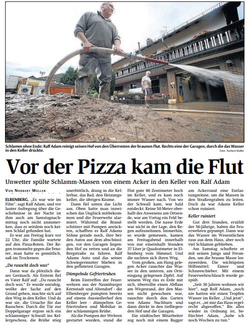 2011 08 29 HNA Vor der Pizza kam die Flut Bericht