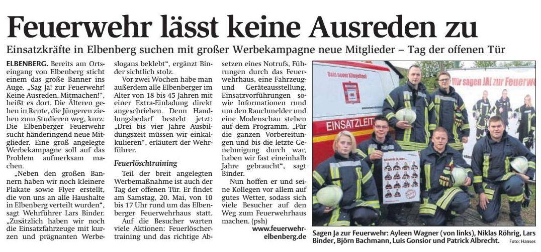 2017 05 19 Feuerwehr lässt keine Ausreden zu