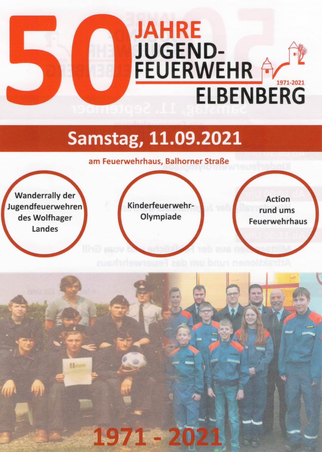 2021 08 20 Haushaltsflyer zur Einladung 50 Jahre Jugendfeuerwehr Vorderseite